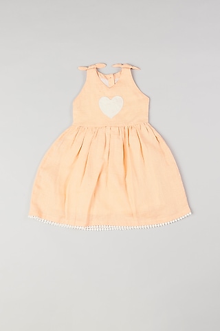 Peach Knee-Length Dress by THE HAPPY POLKA