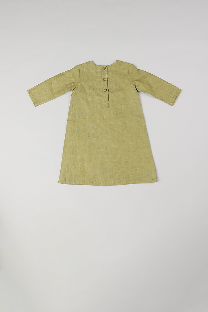 Olive Green Linen Dress by THE HAPPY POLKA at Pernia's Pop Up Shop