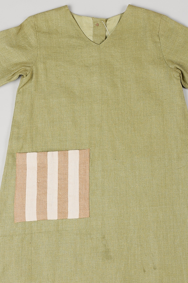 Olive Green Linen Dress by THE HAPPY POLKA at Pernia's Pop Up Shop