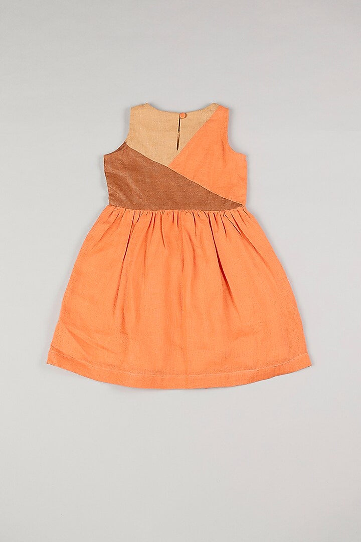 Orange & Chocolate Brown Color-Blocked Dress by THE HAPPY POLKA at Pernia's Pop Up Shop