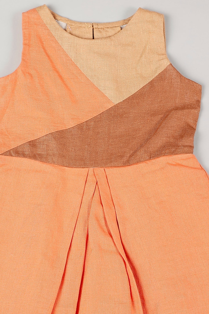 Orange & Chocolate Brown Color-Blocked Dress by THE HAPPY POLKA at Pernia's Pop Up Shop