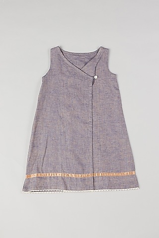 Grey Linen A-Line Dress by THE HAPPY POLKA