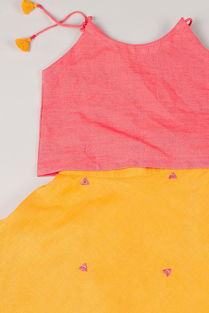 Yellow Embroidered Lehenga Set by THE HAPPY POLKA at Pernia's Pop Up Shop
