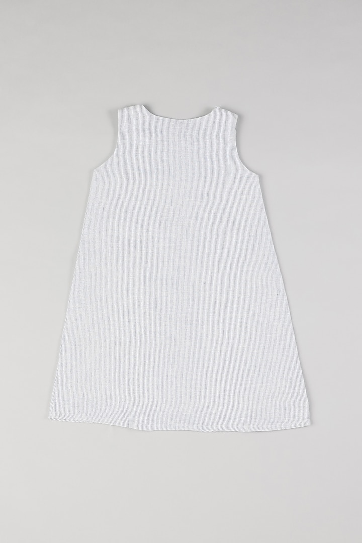 White & Blue Printed Dress by THE HAPPY POLKA at Pernia's Pop Up Shop