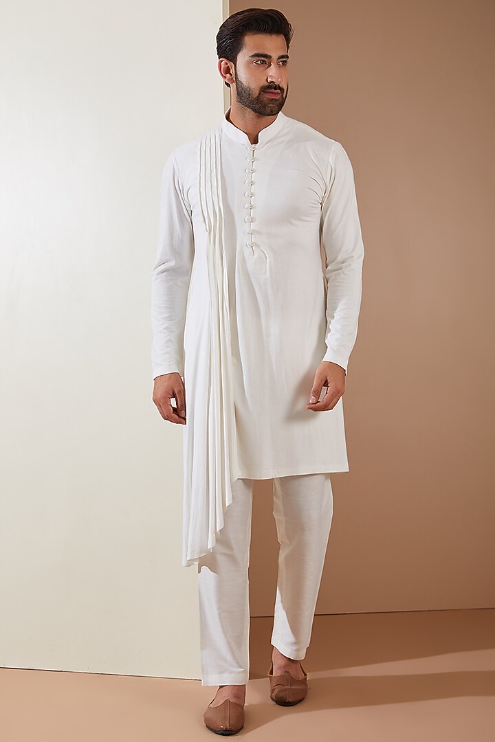 Pink Hosiery Laser-Cut Applique Embellished Nehru Jacket Set by THE BLUES at Pernia's Pop Up Shop