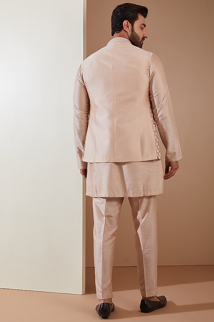 Pink Cotton Silk Mirror Embroidered Indo-Western Set by THE BLUES at Pernia's Pop Up Shop