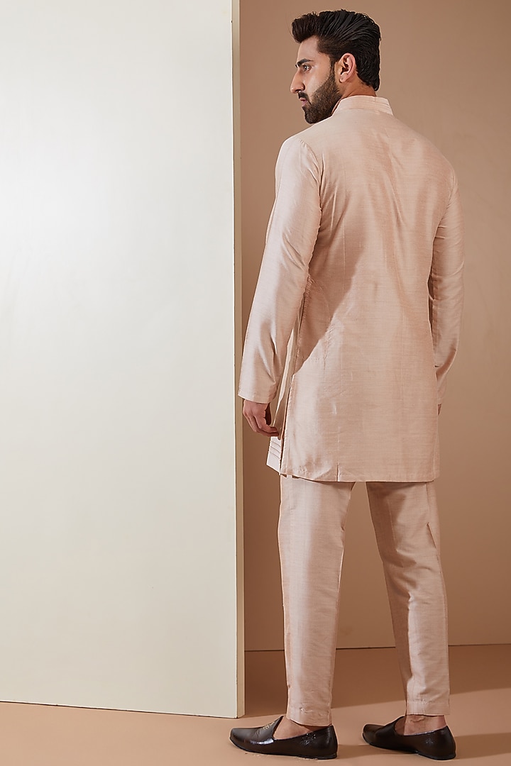 Pink Cotton Silk Mirror Embroidered Indo-Western Set by THE BLUES at Pernia's Pop Up Shop