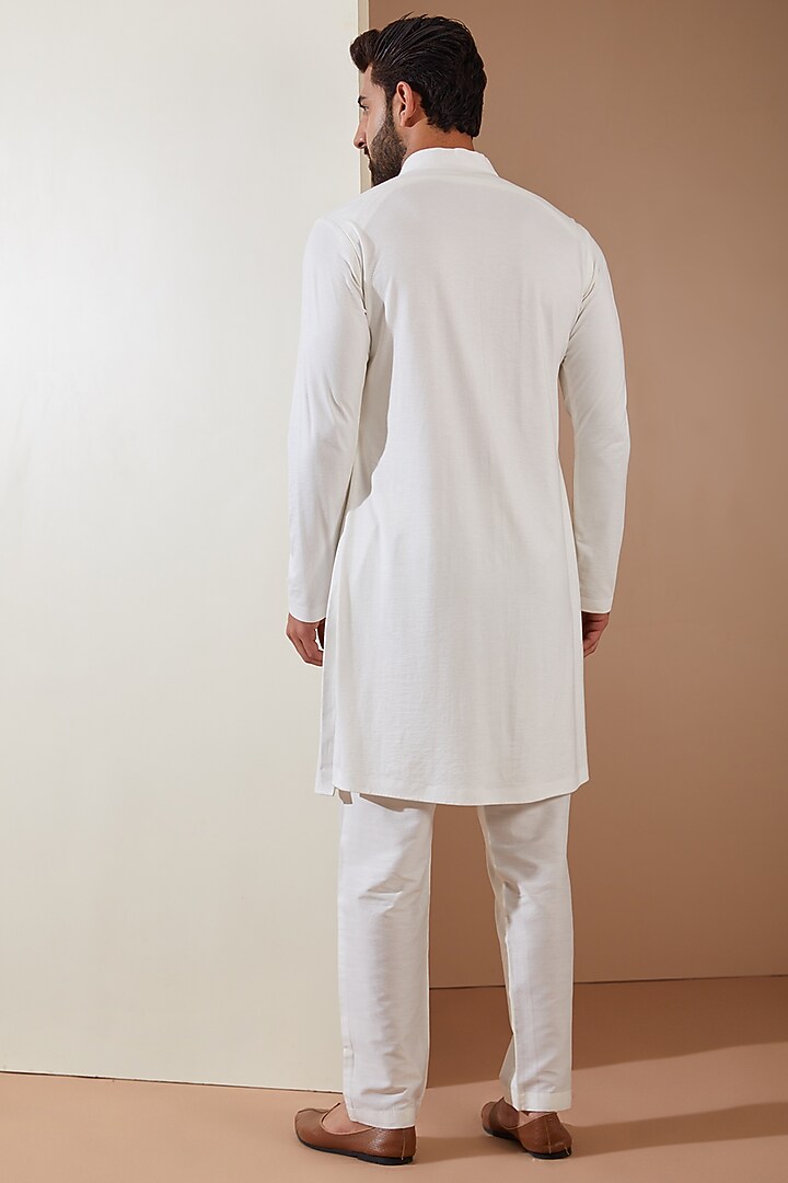 Blue Hosiery Laser-Cut Applique Embellished Nehru Jacket Set by THE BLUES at Pernia's Pop Up Shop