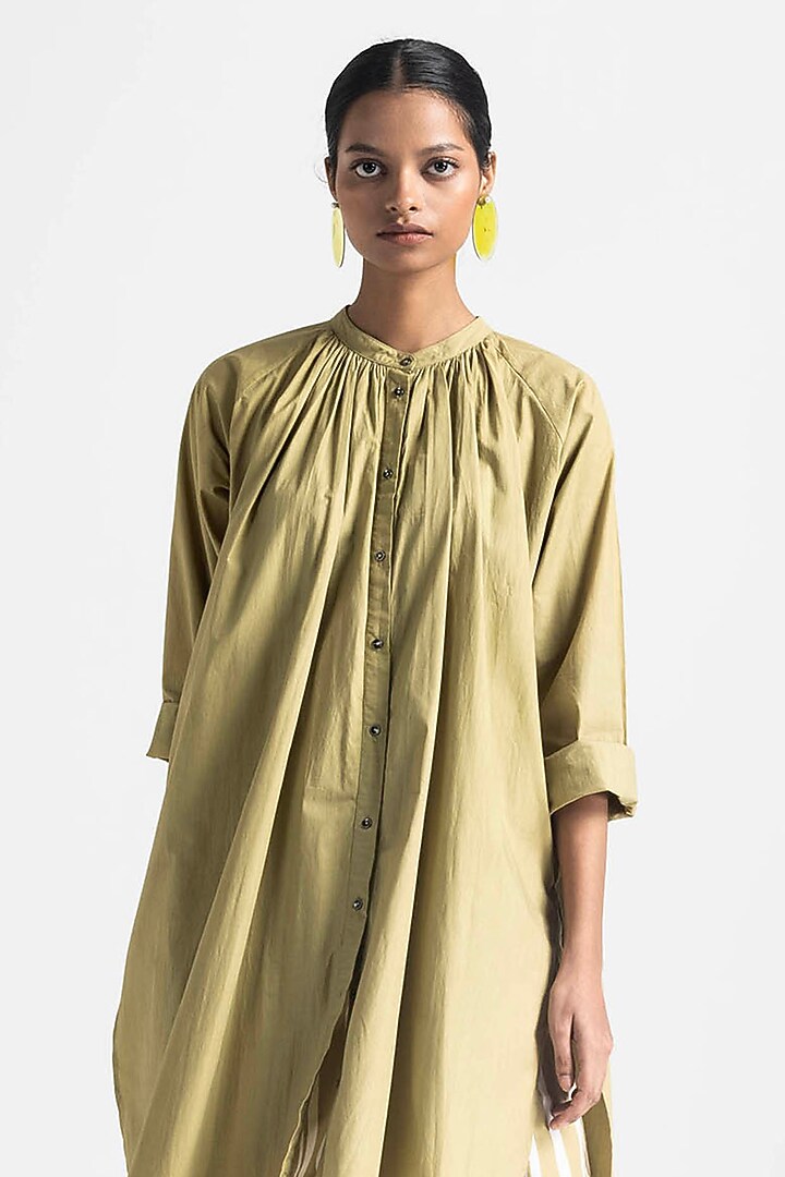 Moss Green Cotton Poplin Fringed Co-Ord Set by Three at Pernia's Pop Up Shop