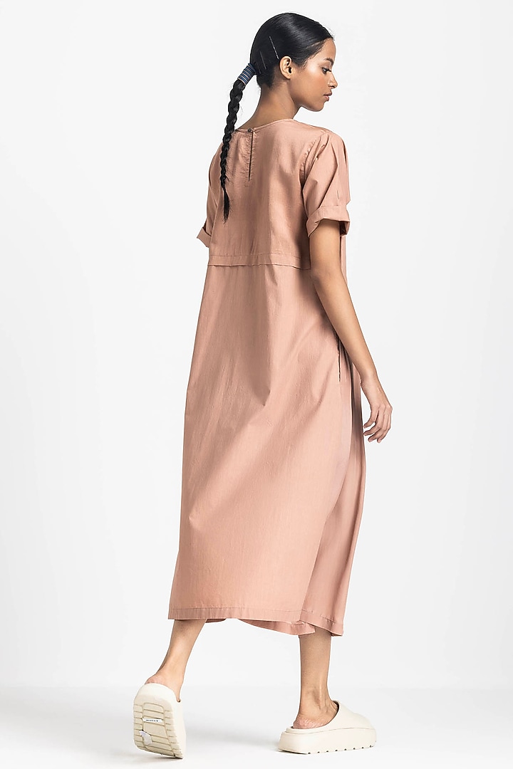 Champagne Cotton Poplin Gathered Tunic Set by Three at Pernia's Pop Up Shop