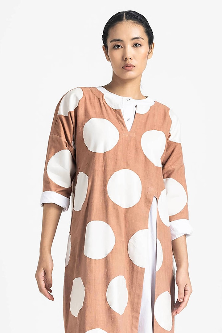 Champagne Cotton Poplin Applique Tunic Set by Three at Pernia's Pop Up Shop