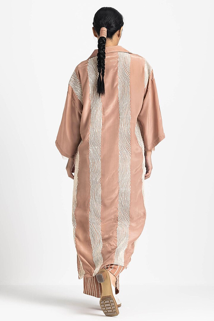 Champagne Crepe Embroidered Tunic Set by Three at Pernia's Pop Up Shop