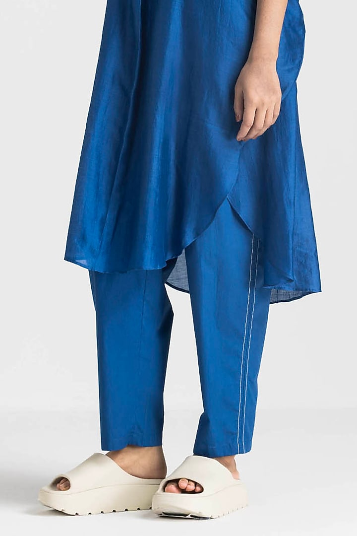 Electric Blue Chanderi Co-Ord Set by Three at Pernia's Pop Up Shop