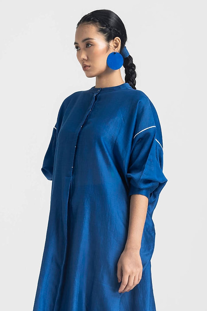 Electric Blue Chanderi Co-Ord Set by Three at Pernia's Pop Up Shop