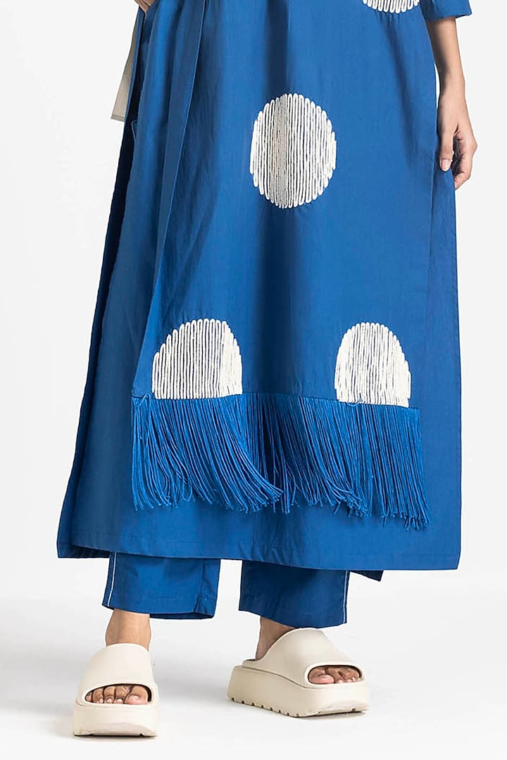 Electric Blue Cotton Poplin Overlay Tunic Set by Three at Pernia's Pop Up Shop