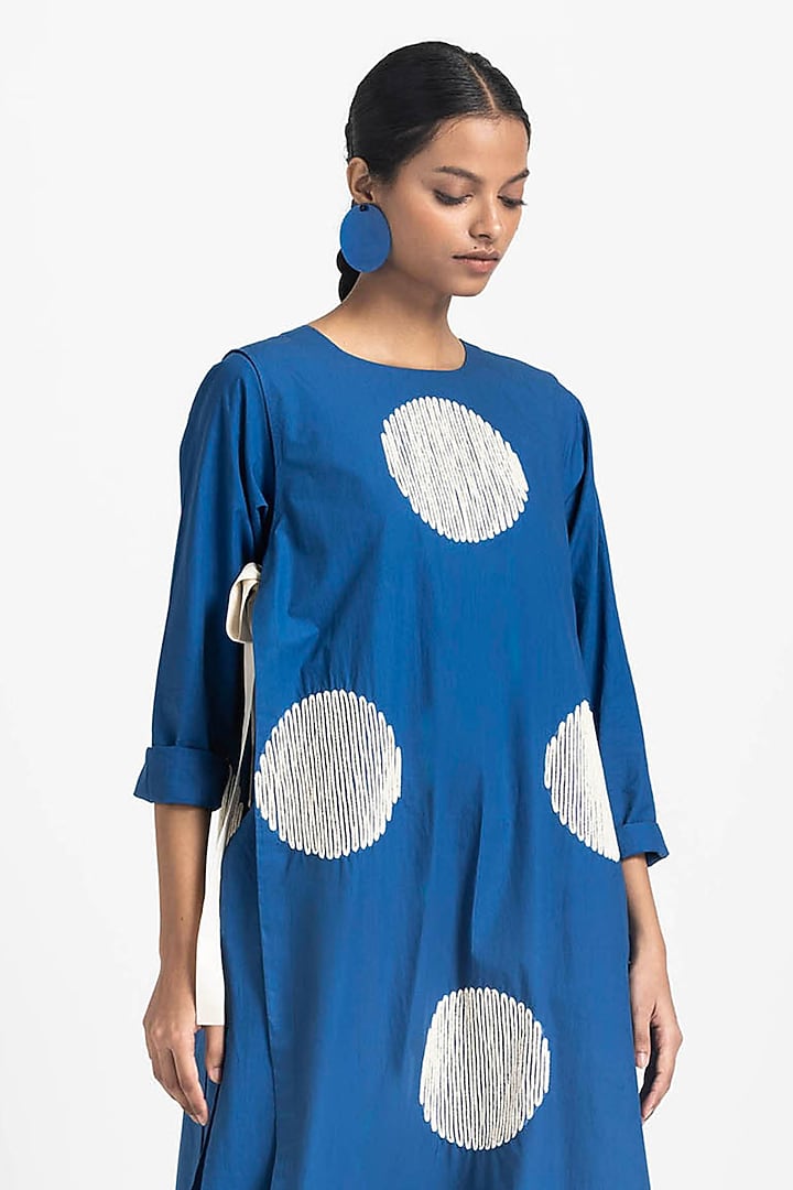 Electric Blue Cotton Poplin Overlay Tunic Set by Three at Pernia's Pop Up Shop