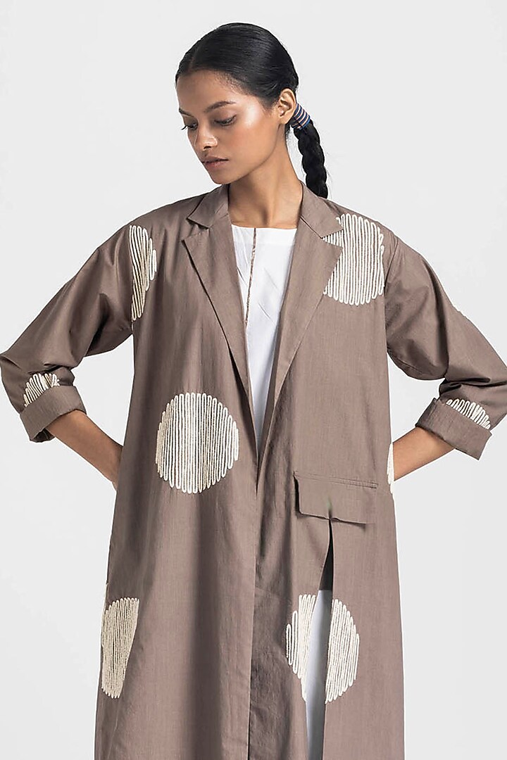 Cedar Cotton Poplin Embroidered Overlay Jacket Set by Three at Pernia's Pop Up Shop