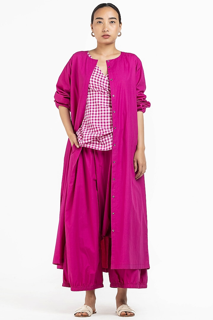 Hot Pink Poplin Jacket Set by Three