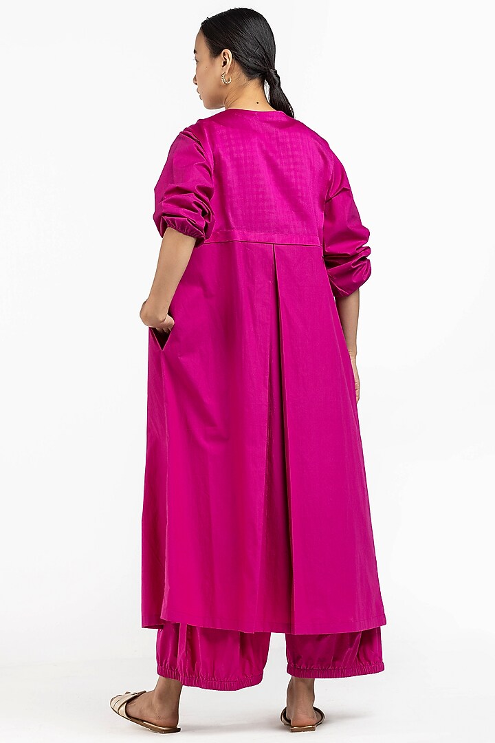 Hot Pink Poplin Jacket Set by Three at Pernia's Pop Up Shop