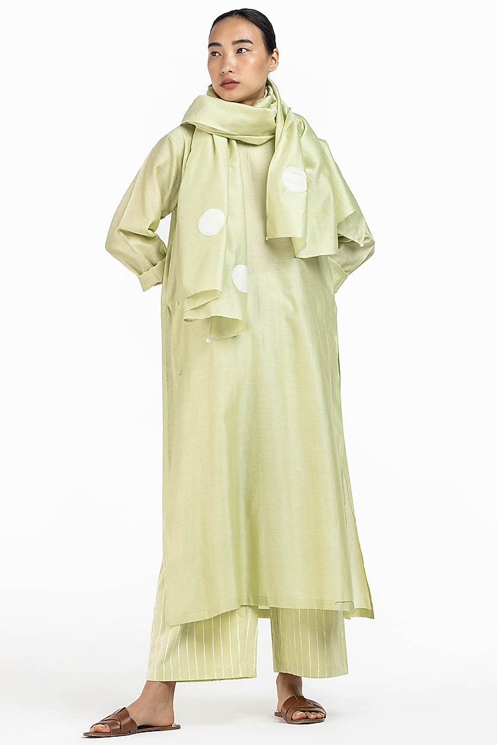 Pale Lime Chanderi Tunic Set by Three at Pernia's Pop Up Shop