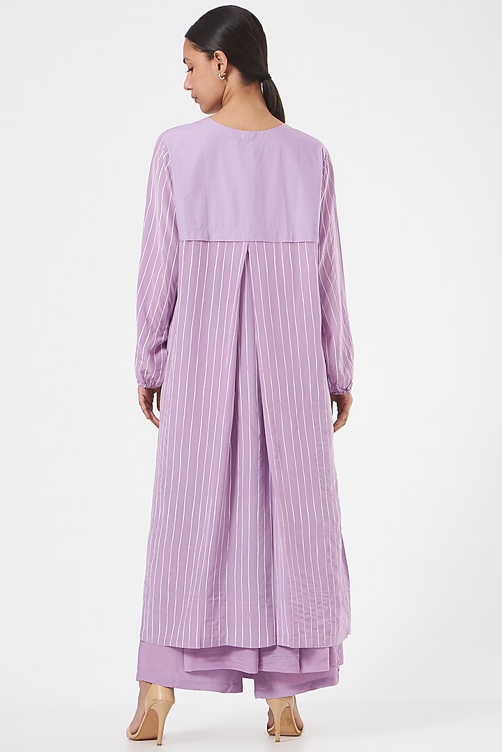 Lavender Striped Jacket Set by Three at Pernia's Pop Up Shop