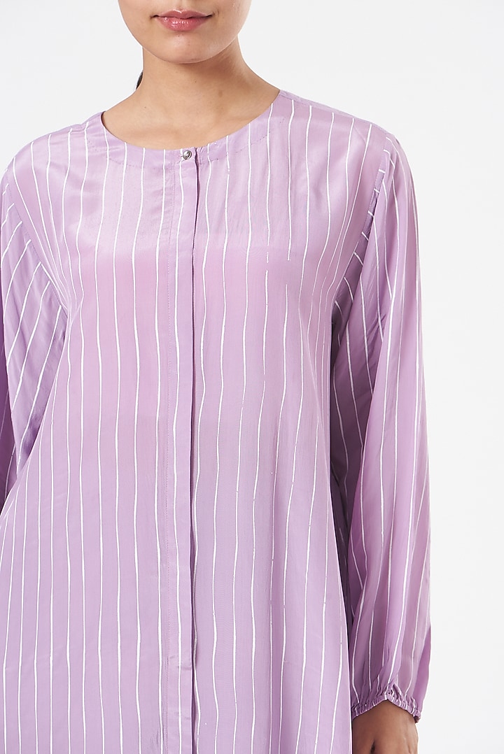 Lavender Striped Jacket Set by Three at Pernia's Pop Up Shop