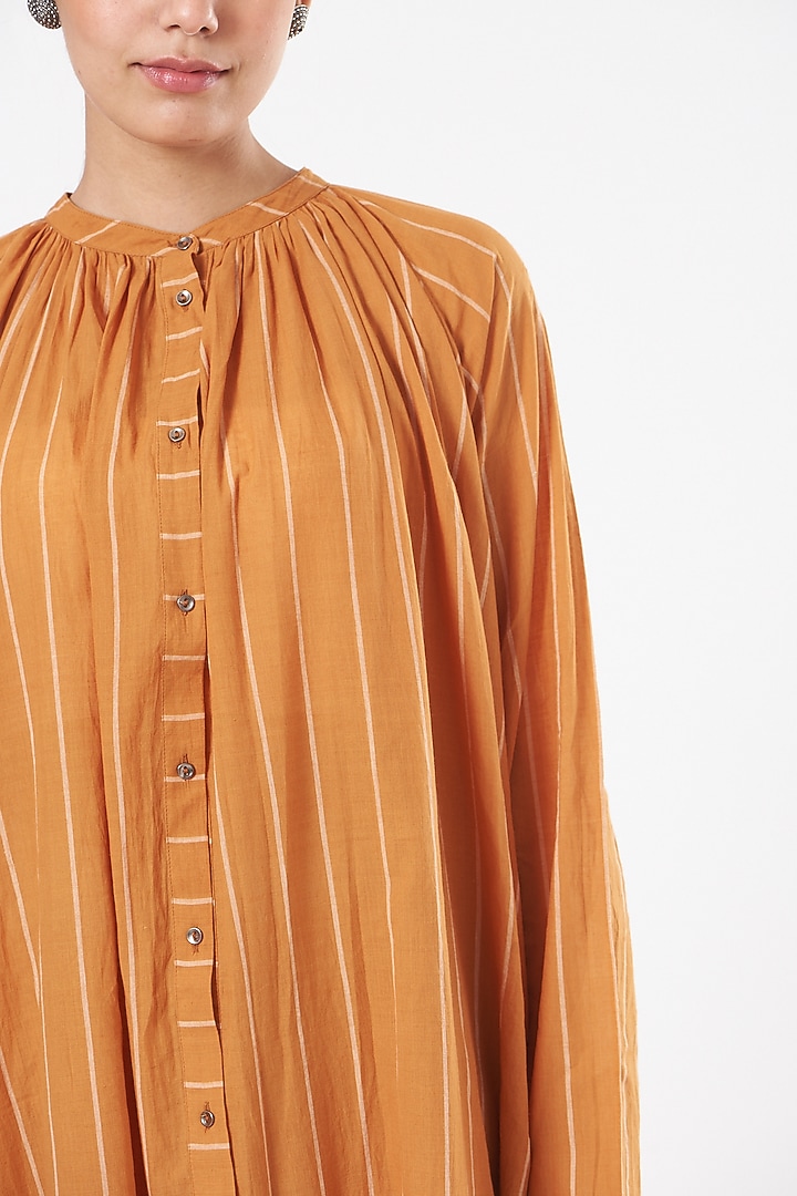 Mustard Handwoven Cotton Printed Pant Set by Three at Pernia's Pop Up Shop