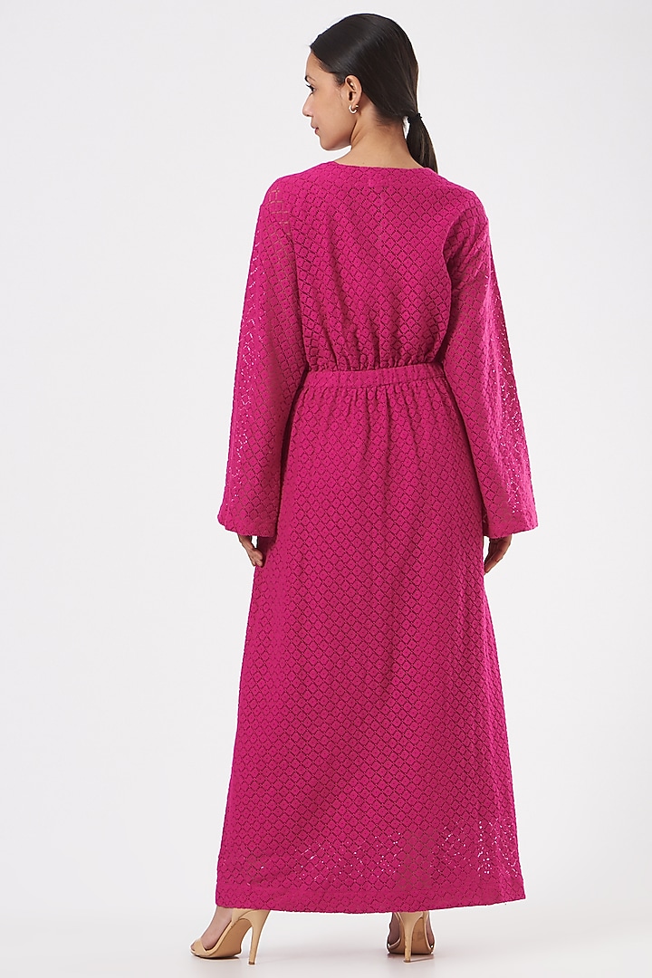 Fuchsia Lace Wrap Vacation Dress With Slip by Three at Pernia's Pop Up Shop