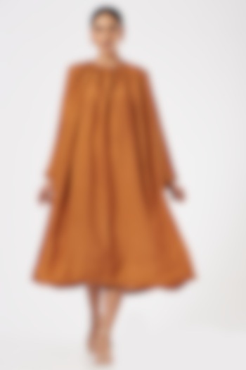 Rust Orange Bemberg Dress by Three