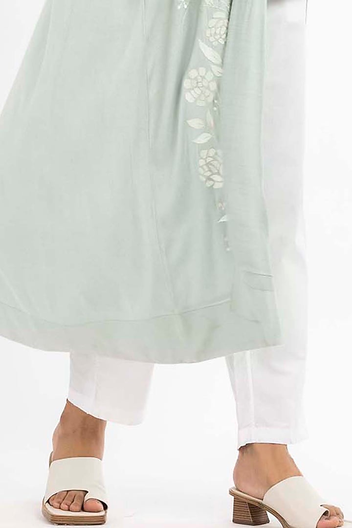 Powder Blue Tencel Jacket Set by Three at Pernia's Pop Up Shop