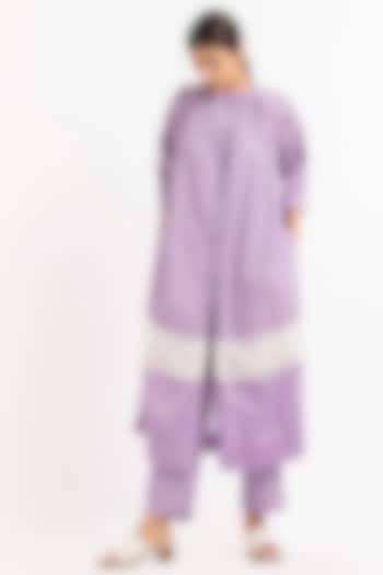 Lavender Cotton Poplin Gathered Long Tunic by Three at Pernia's Pop Up Shop