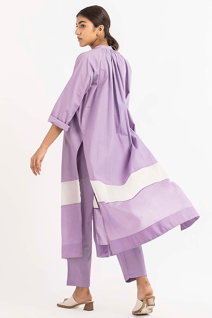 Lavender Cotton Poplin Gathered Long Tunic by Three at Pernia's Pop Up Shop