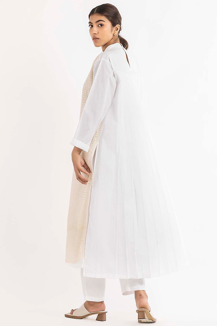 White Cotton Poplin Tunic With Lace Work by Three at Pernia's Pop Up Shop