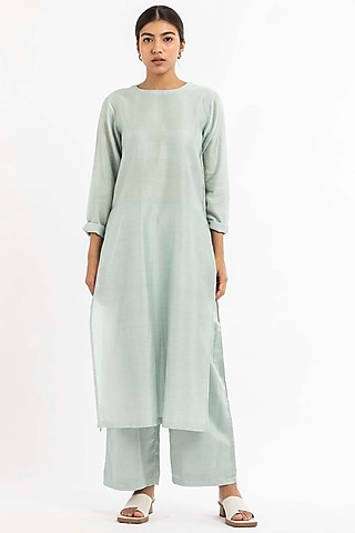 Powder Blue Chanderi Tunic by Three