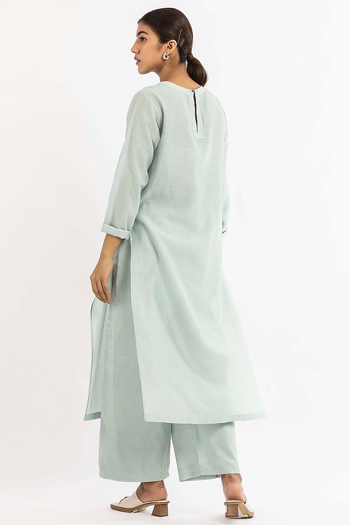 Powder Blue Chanderi Tunic by Three at Pernia's Pop Up Shop