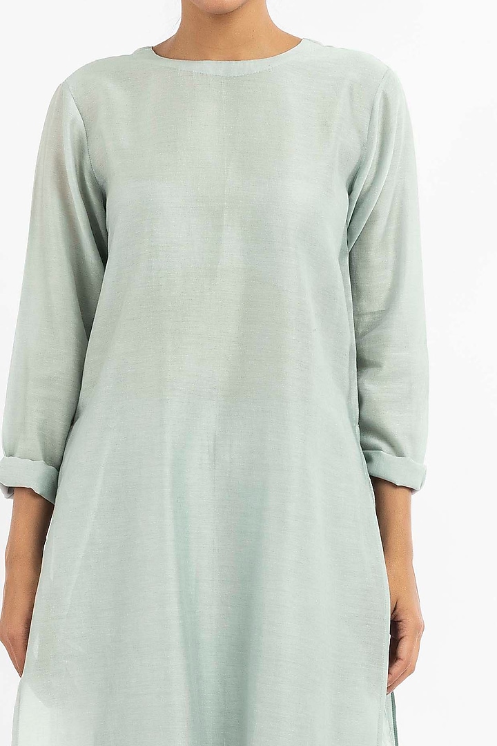 Powder Blue Chanderi Tunic by Three at Pernia's Pop Up Shop