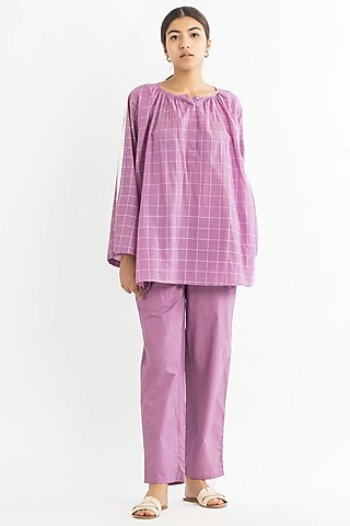 Mauve Poplin Pants by Three