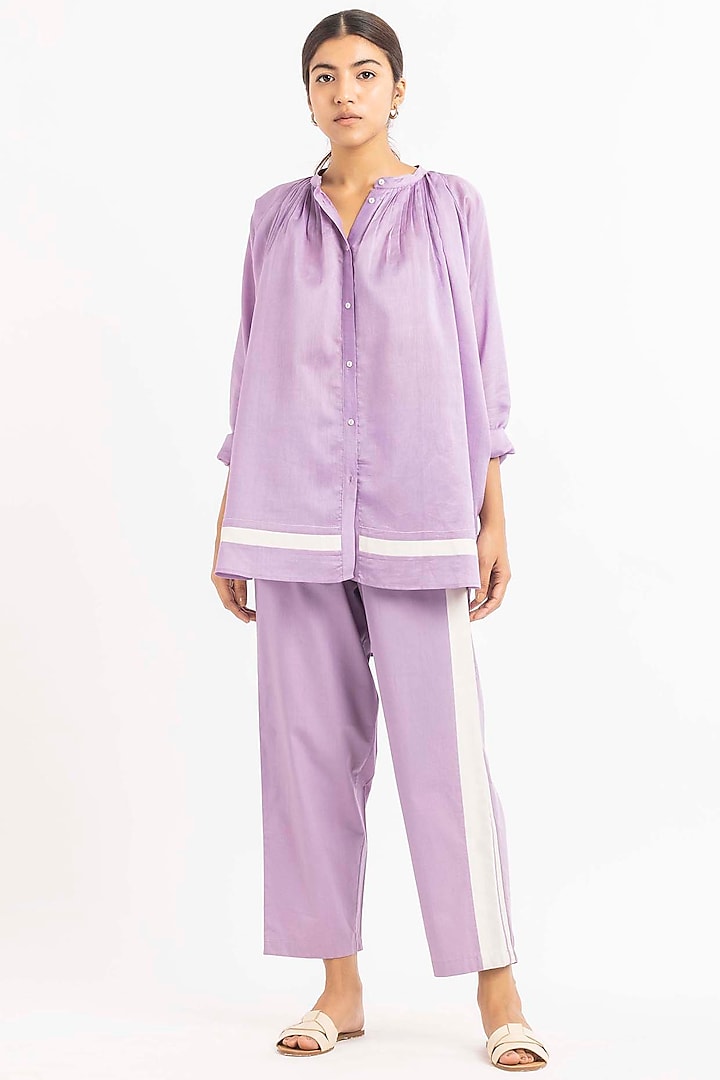Lavender Cotton Pants by Three