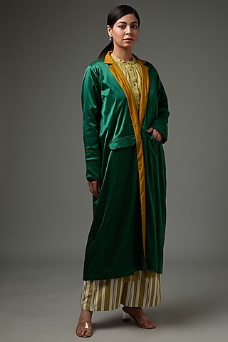 Emerald Green Satin Lycra Jacket by Three