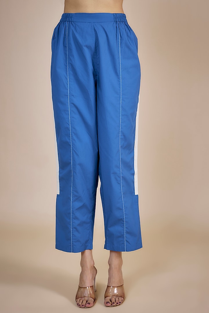 Electric Blue Cotton Poplin Embroidered Co-Ord Set by Three at Pernia's Pop Up Shop