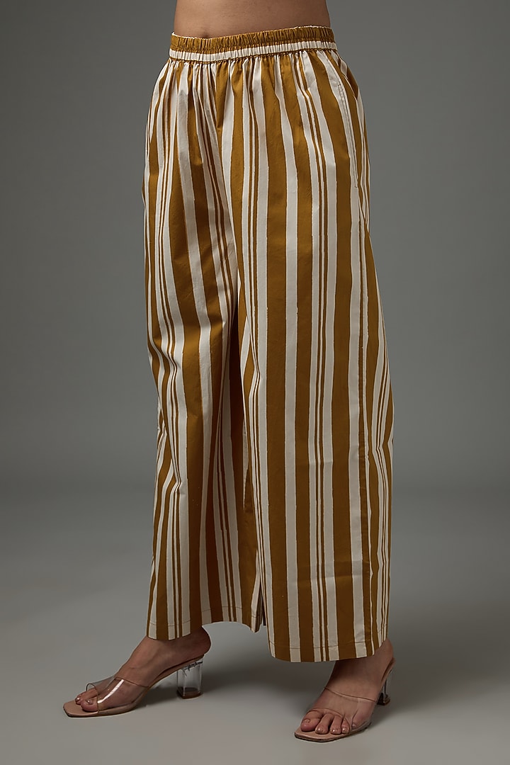 Mustard Cotton Poplin & Chanderi Tunic Set by Three at Pernia's Pop Up Shop