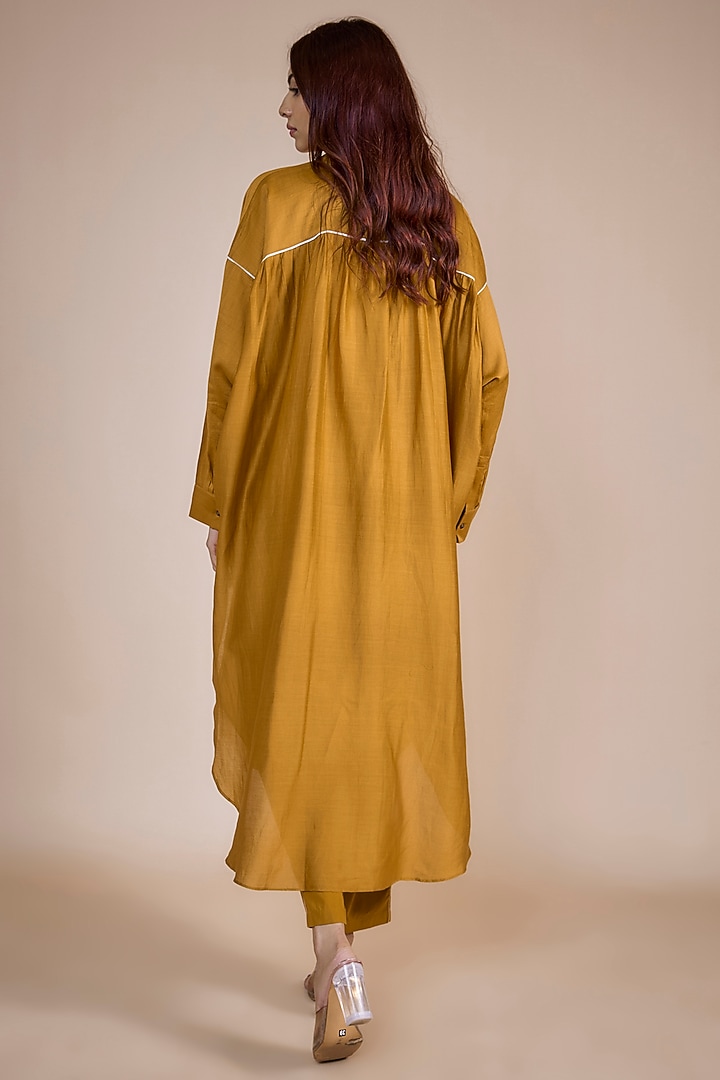 Mustard Chanderi Tunic Set by Three at Pernia's Pop Up Shop