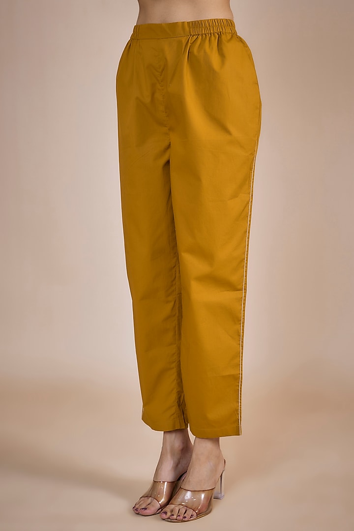 Mustard Chanderi Tunic Set by Three at Pernia's Pop Up Shop