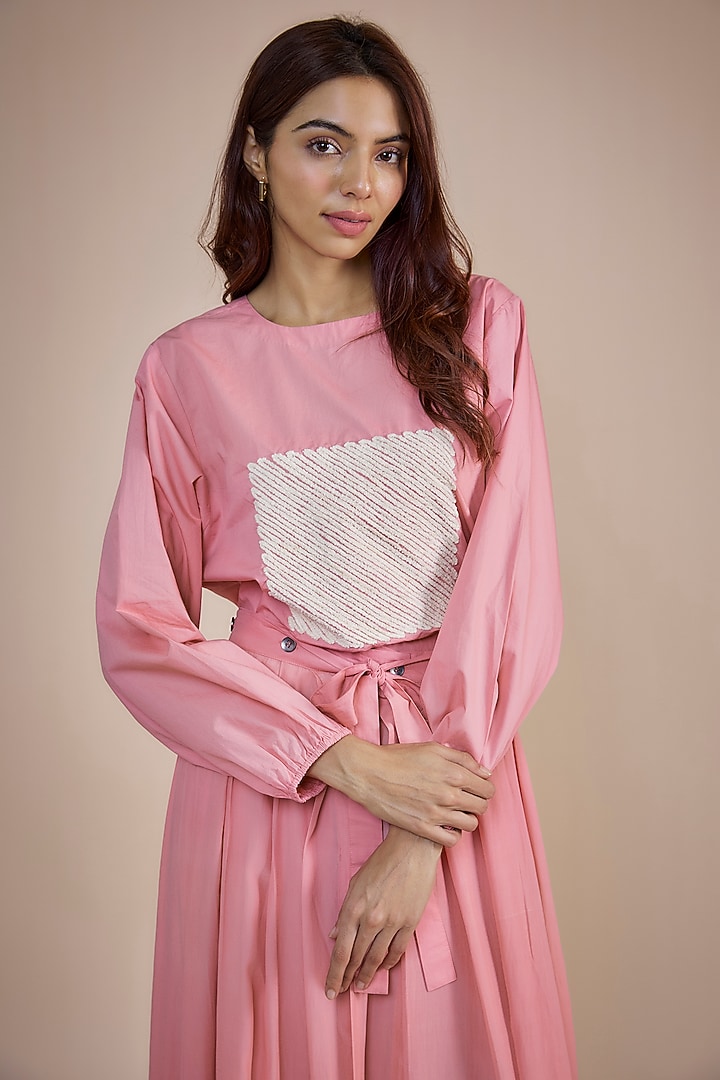 Pink Cotton Poplin Embroidered Co-Ord Set by Three at Pernia's Pop Up Shop