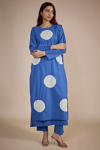 Electric Blue Cotton Poplin Overlay Tunic Set by Three