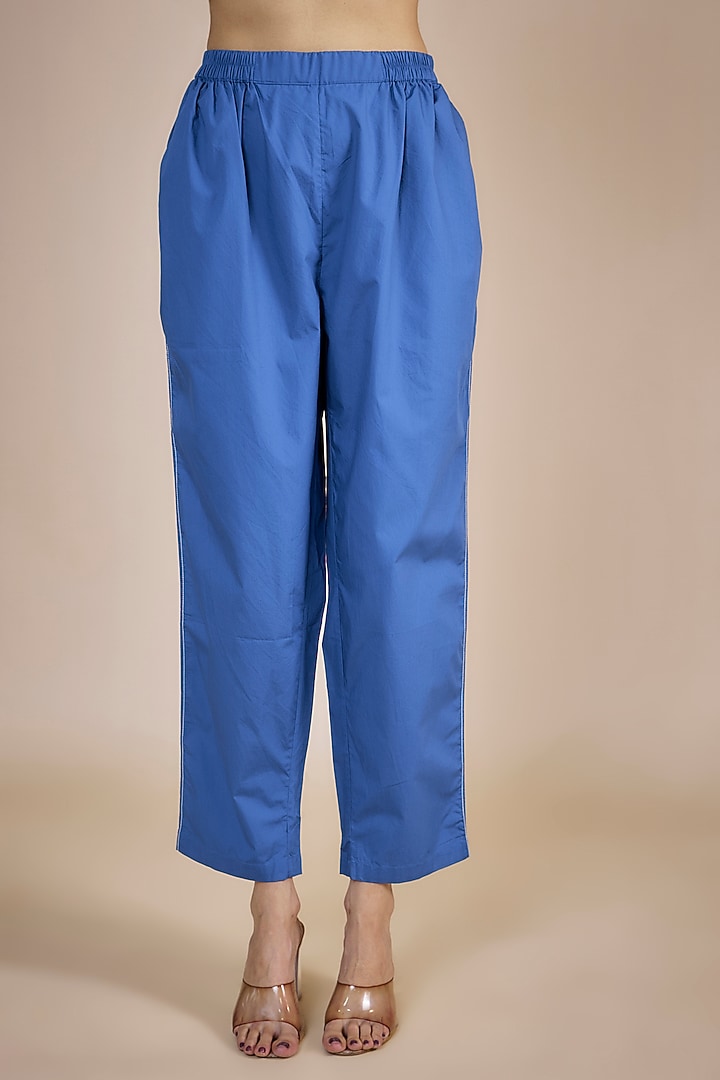 Electric Blue Cotton Poplin Overlay Tunic Set by Three at Pernia's Pop Up Shop