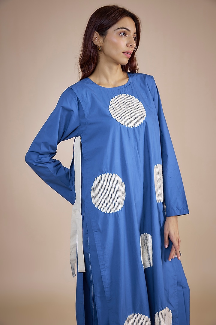 Electric Blue Cotton Poplin Overlay Tunic Set by Three at Pernia's Pop Up Shop