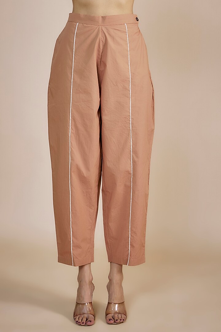 Champagne Silk Crepe Embroidered Kaftan Set by Three at Pernia's Pop Up Shop