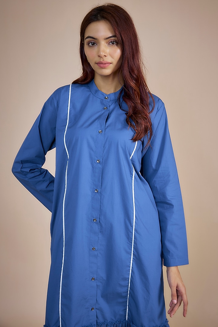 Electric Blue Cotton Poplin Frilled Maxi Summer Dress by Three at Pernia's Pop Up Shop