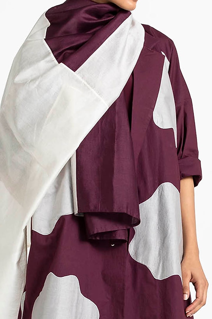 Wine Jacket Set With Applique Work by Three at Pernia's Pop Up Shop